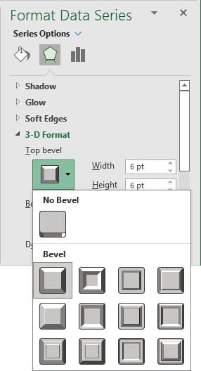 3-D Format pie chart in Excel 365