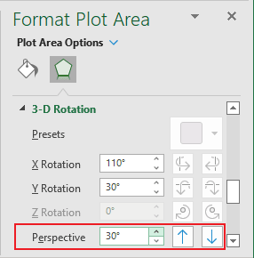 Perspective for pie chart in Excel 365