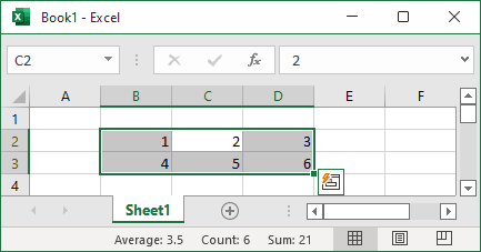 Select the data range in Excel 365