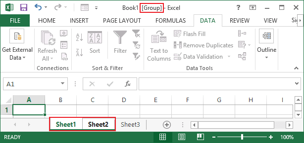 Grouped sheets in Excel 2013