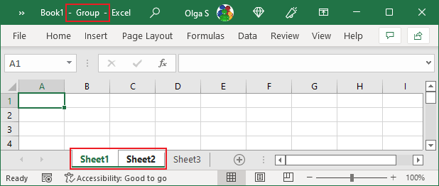 Grouped sheets in Excel 365