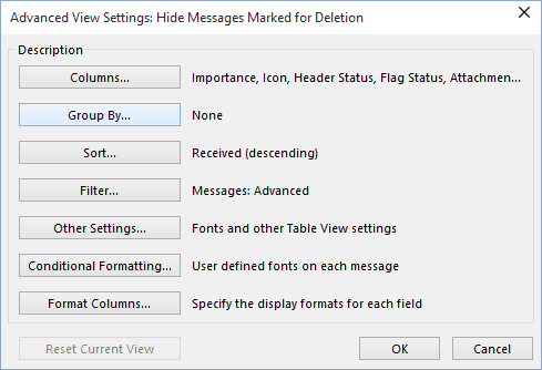 Advanced View Settings in Outlook for Microsoft 365 Advanced View Settings in Outlook 365