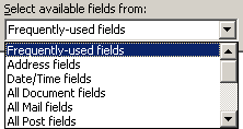 Select Available Fields From in Outlook 2003