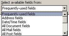 Select Available Fields From in Outlook 2007