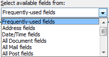 Select Available Fields From in Outlook 2010