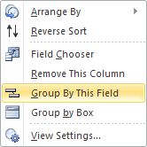 grouping popup menu in Outlook 2010