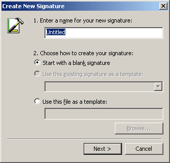 Create New Signature in Outlook 2003