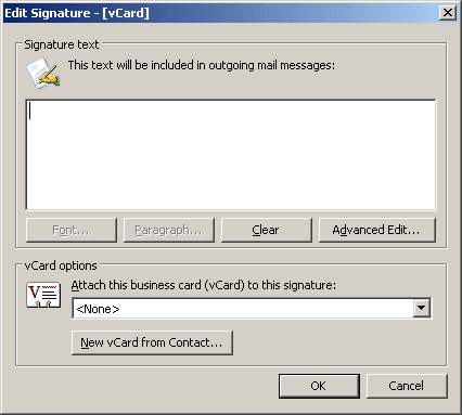 Edit Signature in Outlook 2003