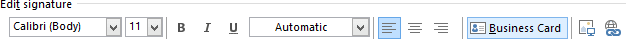Business Card in Outlook 2016
