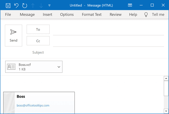 Example of a New message Outlook 365
