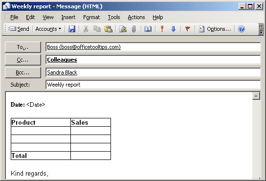 New message in Outlook 2003