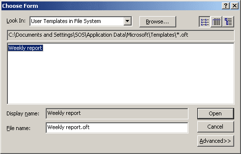 Choose Form in Outlook 2007