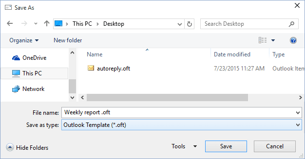 Save As in Outlook 2016