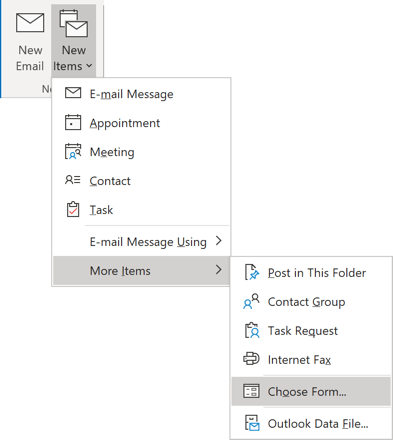 Choose Form in Outlook 365