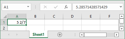 Fraction 5 2/7 in Excel 365