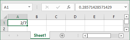 Fraction 2/7 in Excel 365