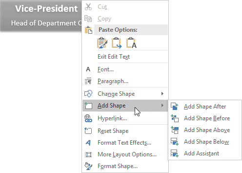 SmartArt Organizational chart popup in Word 2016