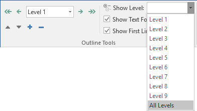 All levels in Word 2016