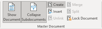 Master Document group in Word 365