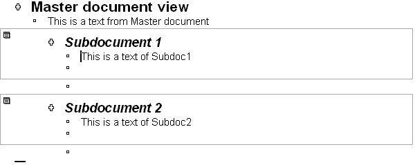 Master Document with subdocuments in Word 2003