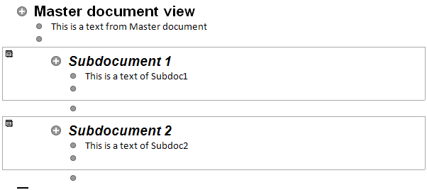 Master Document with subdocuments in Word 2007