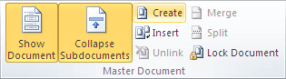 Master Document group in Word 2010
