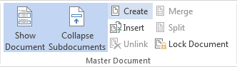 Master Document group in Word 2013