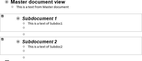 Master Document with subdocuments in Word 2013