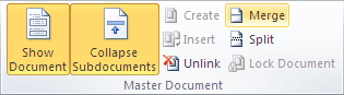 Master Document group in Word 2010
