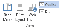 Document Views group in Word 2013