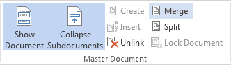 Master Document group in Word 2013