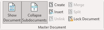 Master Document group in Word 365