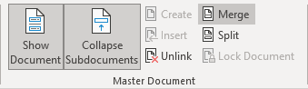 Master Document group in Word 365