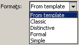 Formats in Word 2003