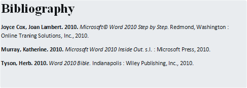 example of Bibliography in Word 2010