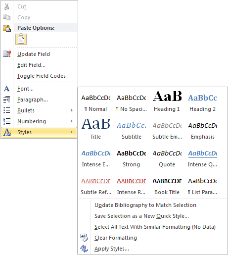 styles of Bibliography in Word 2010