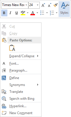 Bibliography popup in Word 2013