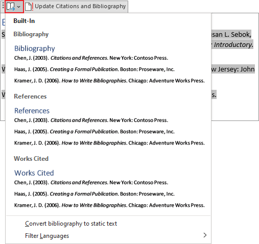 Modify in Bibliography field Word for Microsoft 365 Modify in Bibliography field Word 365