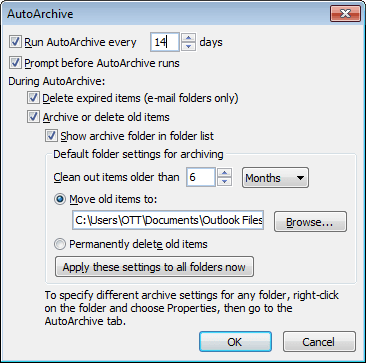 Auto-Archive in Outlook 2010