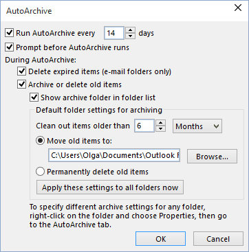 Auto-Archive in Outlook 2016 Auto-Archive in Outlook 2016