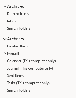 Folders in Outlook 365