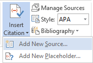 Add New Source Word 2013