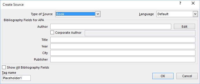 Create Source Word 2016