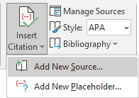 Add New Source in Word 365
