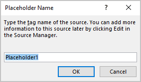 Placeholder Name in Word 365