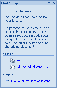 Mail Merge 6 in Word 2007