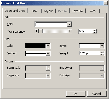 Format Text Box in Word 2003
