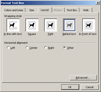 Layout in Word 2003