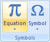 Symbols in Word 2007