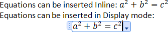 Inline and in Display mode in Word 2007